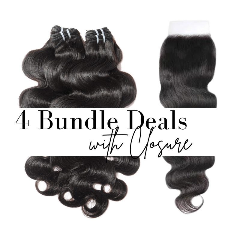 Hair extensions Bundle deal with closure.