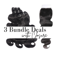 3 Luxe Virgin Bundles with 5x5 Closure